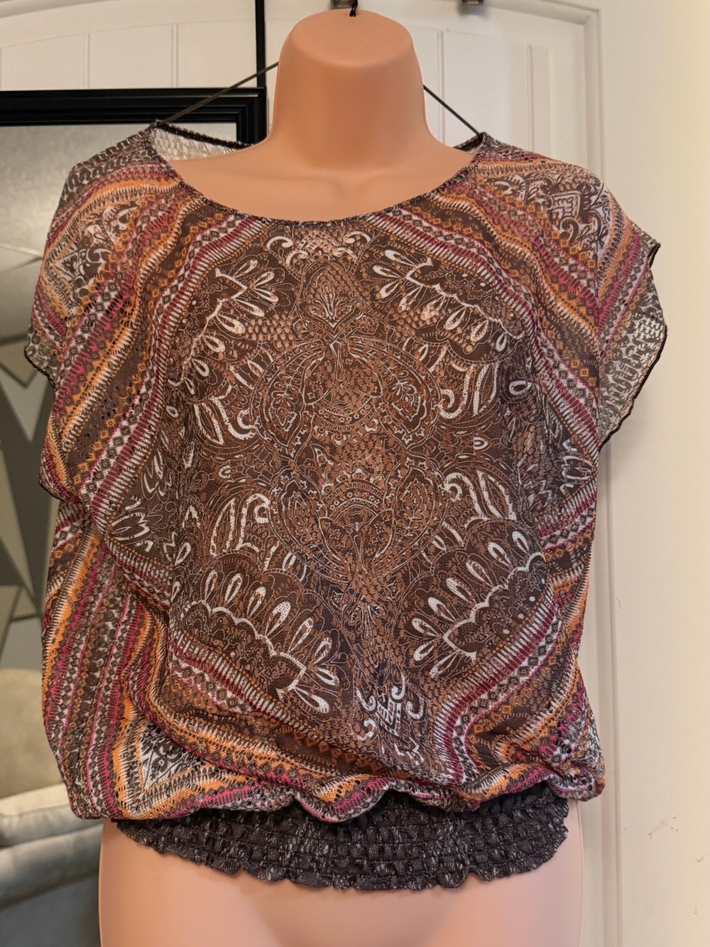 Ricki's Brown Paisley & Multicolor Short-Sleeve Blouse